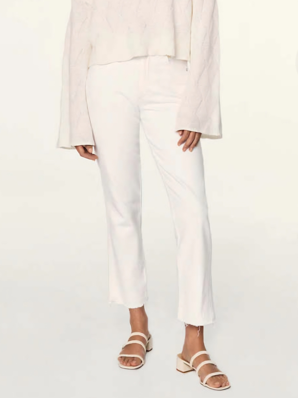 AMO White High-Rise Cropped Straight Jeans